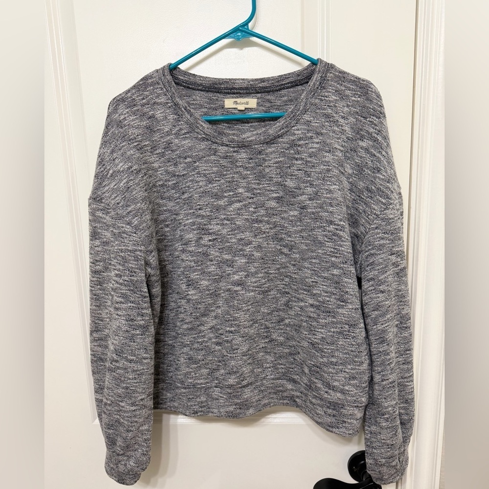 Madewell Heathered Gray Balloon Sleeve Crew Neck